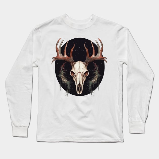 Boho Deer Skull Long Sleeve T-Shirt by Enyr's little witchy corner